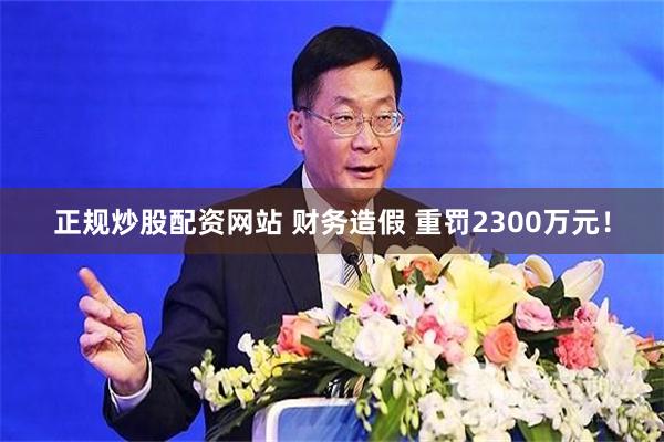 正规炒股配资网站 财务造假 重罚2300万元！