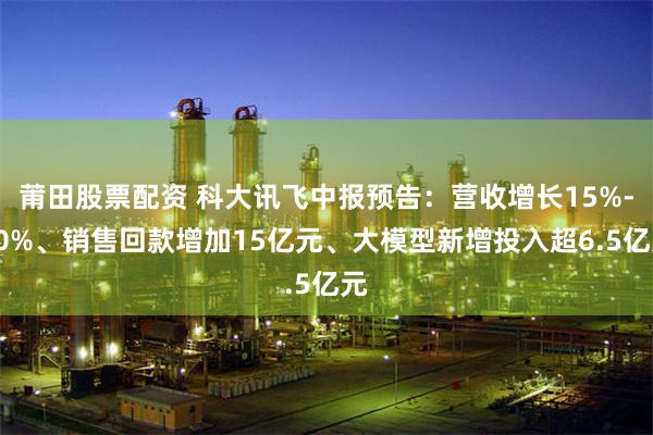 莆田股票配资 科大讯飞中报预告：营收增长15%-20%、销售回款增加15亿元、大模型新增投入超6.5亿元