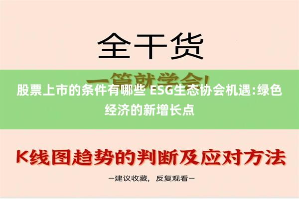 股票上市的条件有哪些 ESG生态协会机遇:绿色经济的新增长点