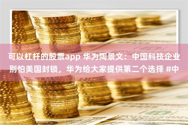 可以杠杆的股票app 华为陶景文：中国科技企业别怕美国封锁，华为给大家提供第二个选择 #中